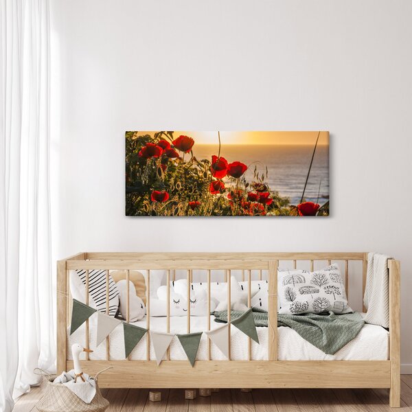 Naplemente és a pipacsok képe (120x50 cm)