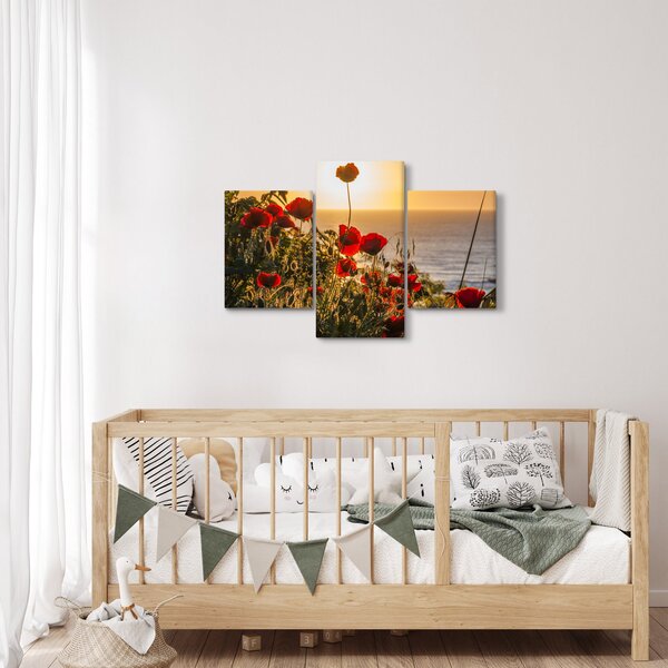 Naplemente és a pipacsok képe (90x60 cm)