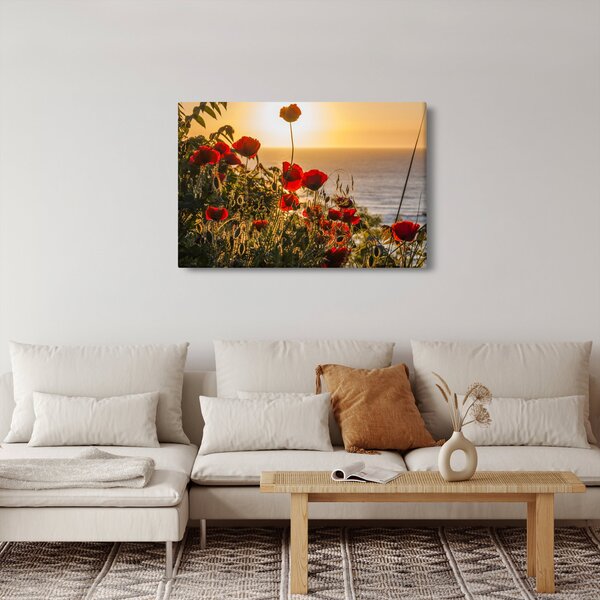 Naplemente és a pipacsok képe (90x60 cm)