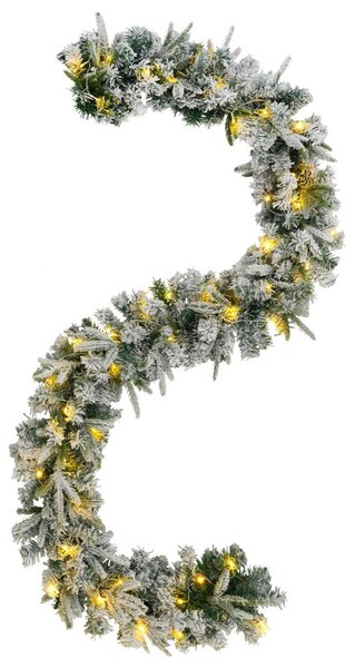 Karácsonyi girlanda Zöld és Fehér 270 cm PVC és PE 50 LED