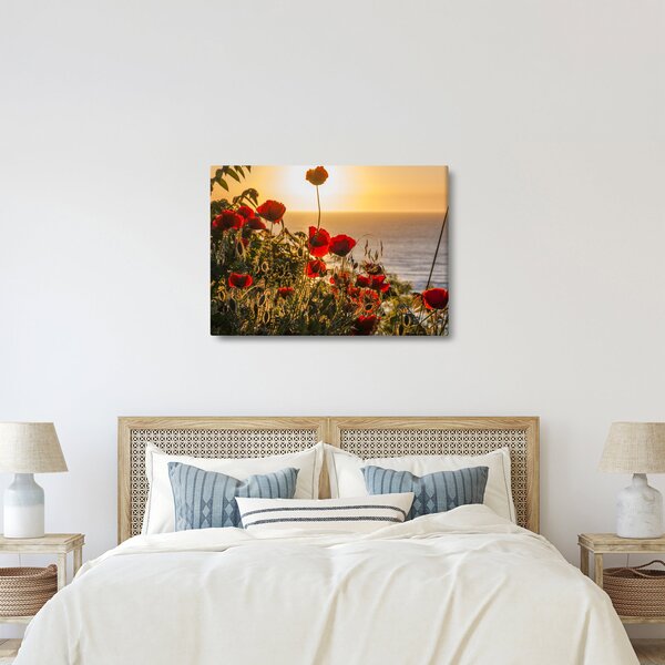 Naplemente és a pipacsok képe (70x50 cm)