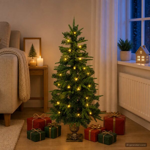 Mini Karácsonyfa 120 cm 100 LED Meleg fehér PVC és PE Zöld