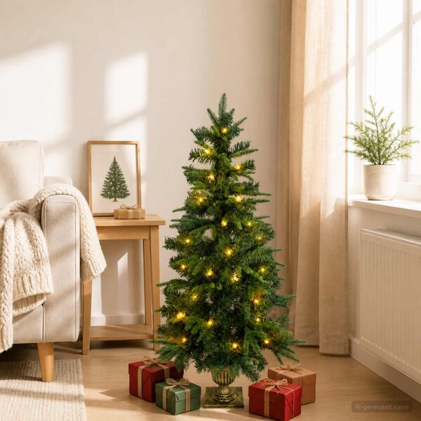 Mini Karácsonyfa 120 cm 100 LED Meleg fehér PVC és PE Zöld