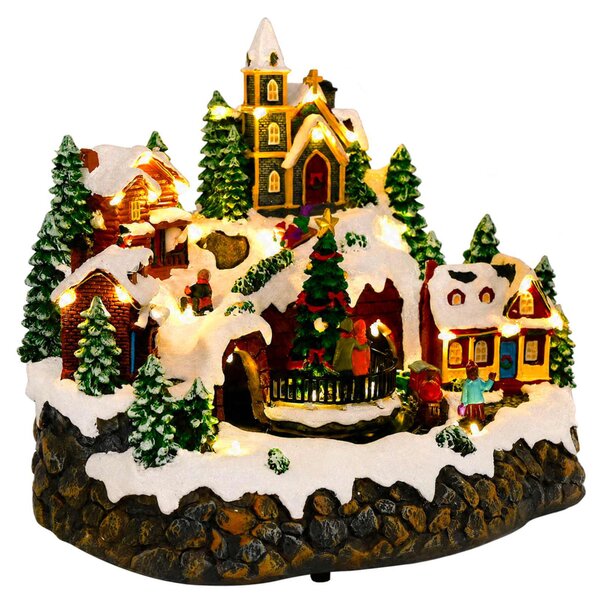 Karácsonyi falu vonattal SALO 25,5 x 20 x 23 cm Gyanta Sokszínű