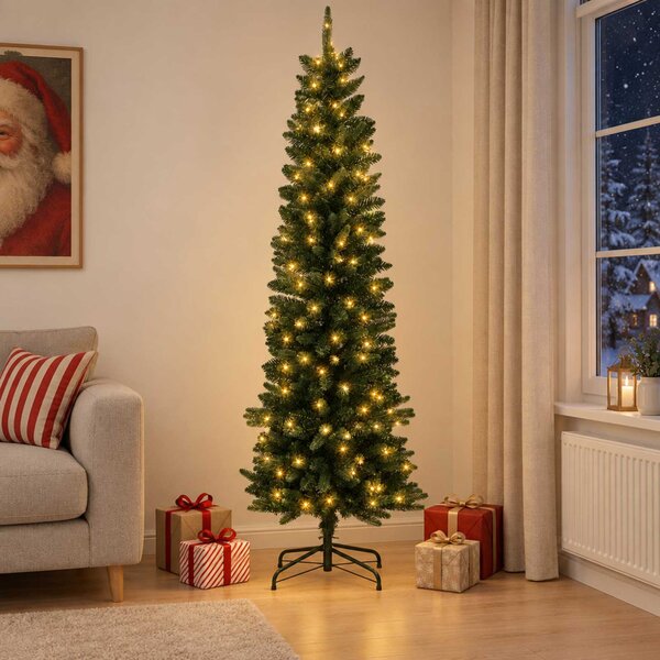 Mű Karcsú Karácsonyi Fa 210 cm 300 LED Meleg fehér PE és PVC