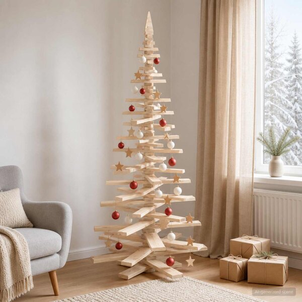 Fából készült Karácsonyfa KOTKA 210 cm Tömör Fenyőfa
