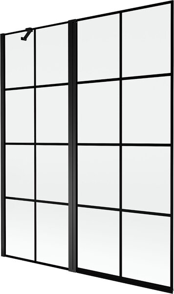 Mexen Mist balos zuhanyfal 2-szárnyú bal 140 x 150 cm, fekete rács, fekete - 8A9-140-011-70-77-L