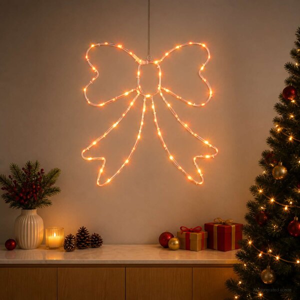 LED fénykábel masni LOVIISA 70 LED Piros 50 x 51 cm