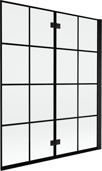 Mexen Mist 2-szárnyú jobbos fürdőszobai paraván 140 x 150 cm, fekete rács, fekete - 8A9-140-002-70-77-P