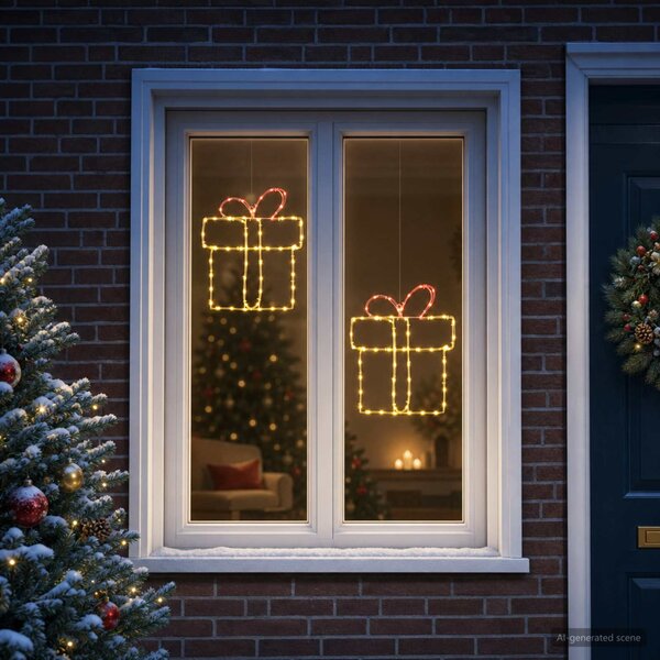 Karácsonyi világító ablakdísz sziluettek LOVIISA 2 db 160 LED