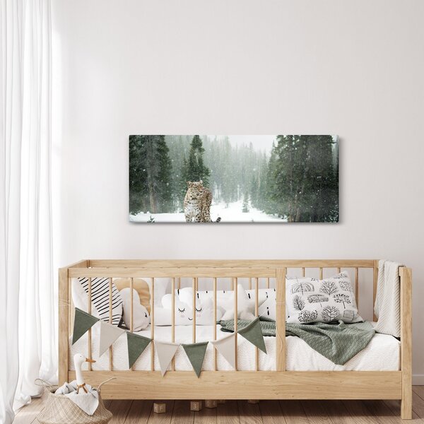 Leopárd a hóban képe (120x50 cm)