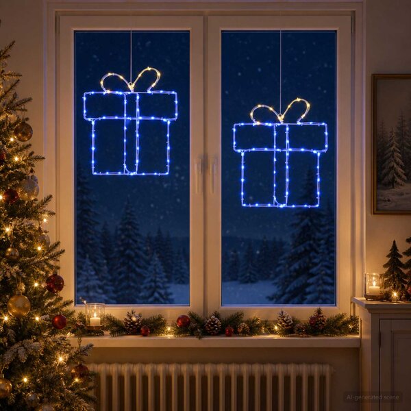 Karácsonyi világító ablakdísz sziluettek LOVIISA 2 db 160 LED