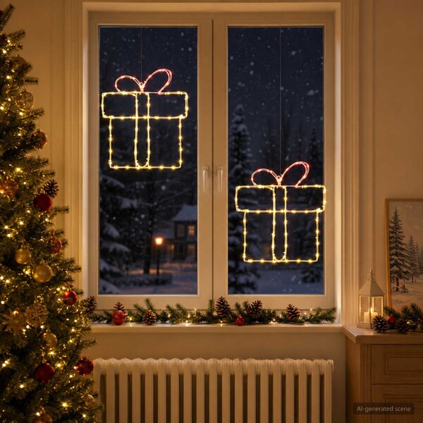 Karácsonyi világító ablakdísz sziluettek LOVIISA 2 db 160 LED