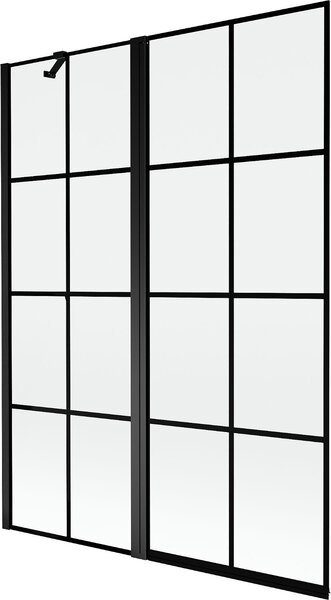 Mexen Mist 2-szárnyas bal zuhanyfal 130 x 150 cm, fekete rács, fekete - 8A9-130-011-70-77-L