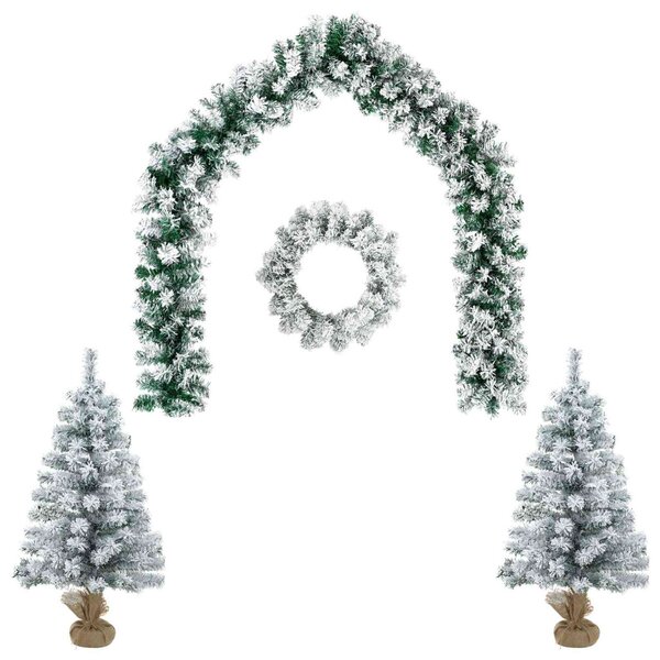 Mini karácsonyfa szett 90 cm PVC Zöld és Fehér