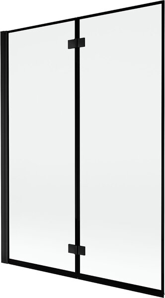 Mexen Mist 2 szárnyú bal oldali fürdőszobai paraván 130 x 150 cm, fekete keret, fekete - 8A9-130-002-70-70-L