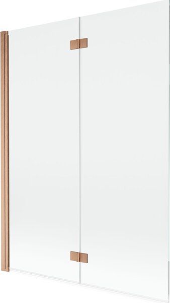 Mexen Mist 2-szárnyú bal oldali zuhanyfal 130 x 150 cm, átlátszó, kefezezett réz - 8A9-130-002-65-00-L