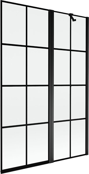 Mexen Mist kádparaván 2 szárnyú jobb 120 x 150 cm, fekete rács, fekete - 8A9-120-011-70-77-P