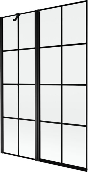 Mexen Mist 2-szárnyú bal oldali kádparaván 120 x 150 cm, fekete rácsos, fekete - 8A9-120-011-70-77-L