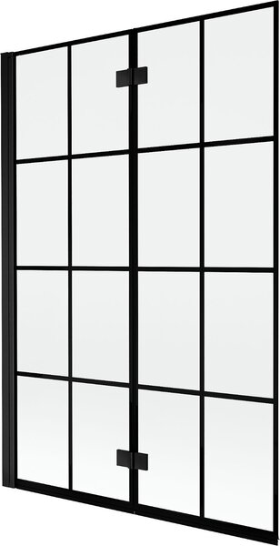 Mexen Mist 2-paneles baloszárny keret bal 120 x 150 cm, fekete rács, fekete - 8A9-120-002-70-77-L