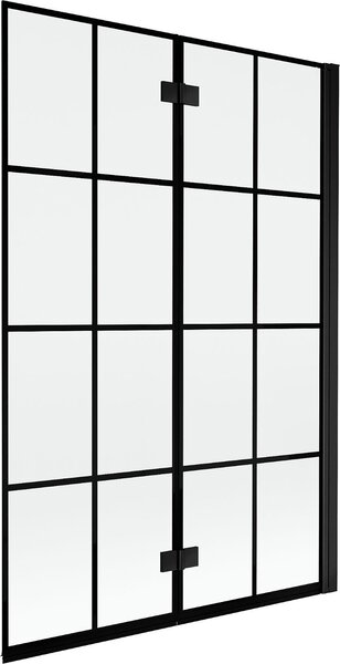 Mexen Mist kádparaván 2-szárnyú jobb 120 x 150 cm, fekete rács, fekete - 8A9-120-002-70-77-P