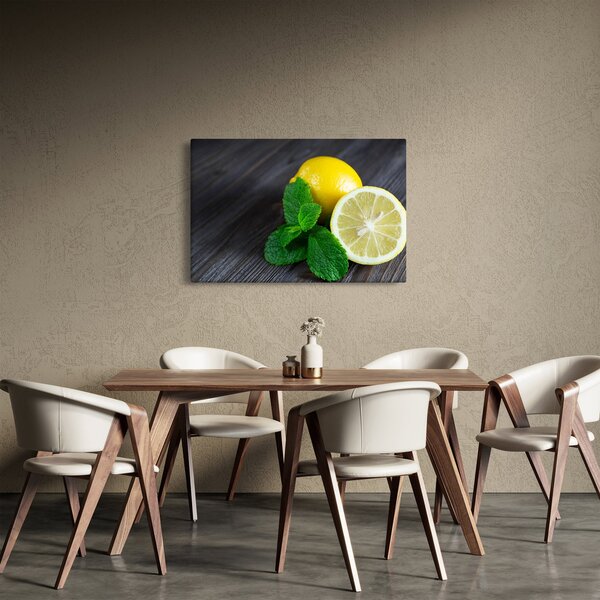 Citrom és a menta az asztalon képe (90x60 cm)