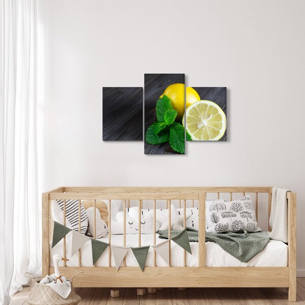 Citrom és a menta az asztalon képe (90x60 cm)