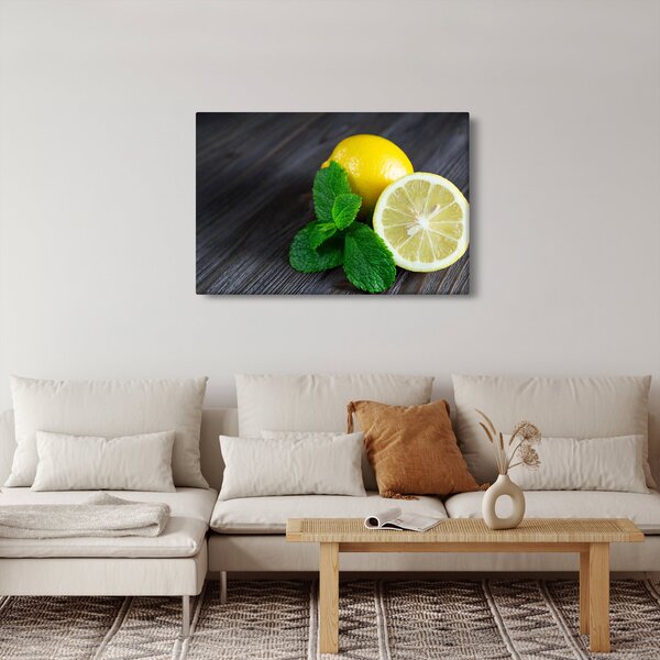 Citrom és a menta az asztalon képe (90x60 cm)