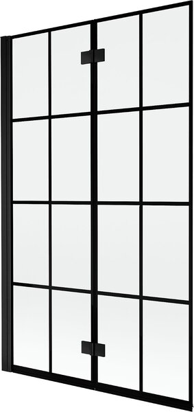 Mexen Mist 2-szárnyú bal oldali kádparaván 110 x 150 cm, fekete rács, fekete - 8A9-110-002-70-77-L