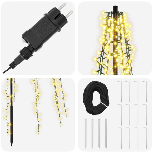 LED Karácsonyi Fenyő 385 cm 2460 LED Meleg fehér Acél Fekete