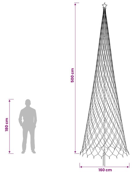 LED Karácsonyi Fenyő 500 cm 550 LED Hideg fehér Vas Fekete