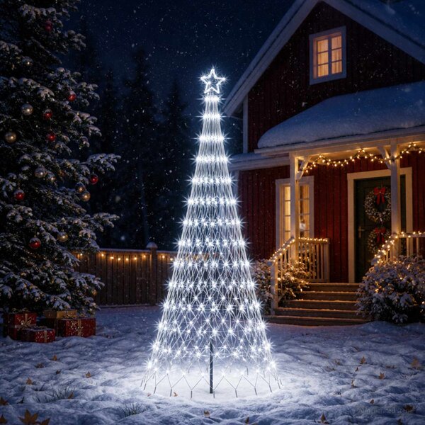 LED Karácsonyi Fenyő 250 cm 290 LED Hideg fehér Vas Fekete