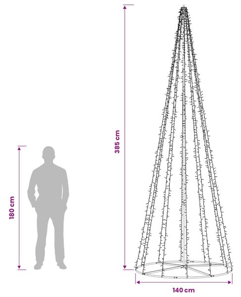 LED Karácsonyi Fenyő 385 cm 2460 LED Meleg fehér Acél Fekete