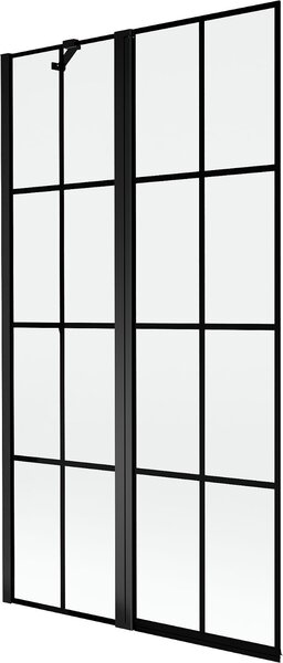 Mexen Mist 2-szárnyú bal oldali fürdőszobai paraván 100 x 150 cm, fekete rács, fekete - 8A9-100-011-70-77-L