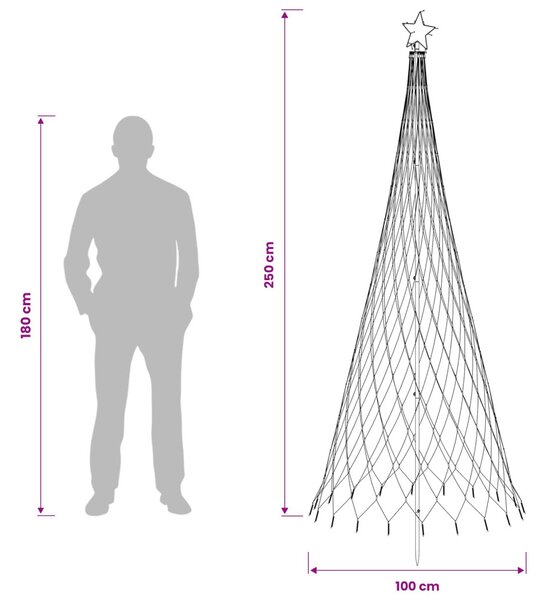 LED Karácsonyi Fenyő 250 cm 290 LED Hideg fehér Vas Fekete