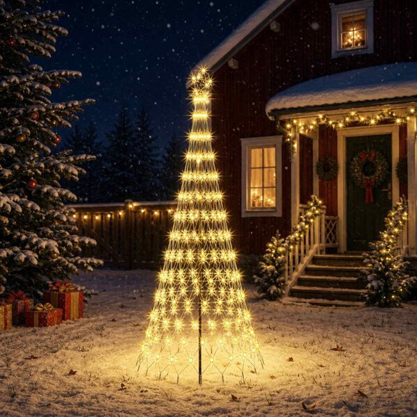 LED Karácsonyi Fenyő 250 cm 290 LED Meleg fehér Vas Fekete