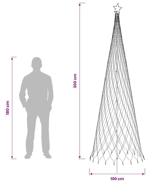 LED Karácsonyi Fenyő 300 cm 350 LED Hideg fehér Vas Fekete