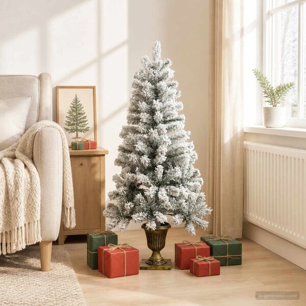 Behavazott mini karácsonyfa 120 cm PVC Zöld és Fehér