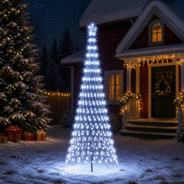 LED Karácsonyi Fenyő 300 cm 350 LED Hideg fehér Vas Fekete