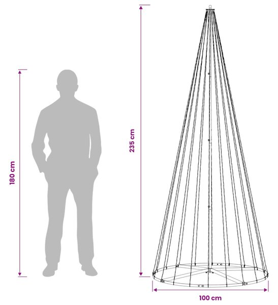 LED Karácsonyi Fenyő 235 cm 500 LED Meleg fehér Vas Fekete