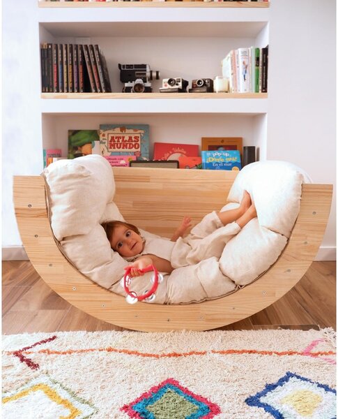 Fehér-natúr színű gyerek fotel Montessori – Little Nice Things
