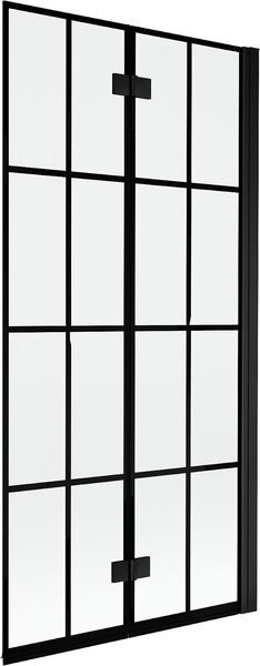 Mexen Mist kádparaván 2-szárnyú jobb, 90 x 150 cm, fekete rács, fekete - 8A9-090-002-70-77-P