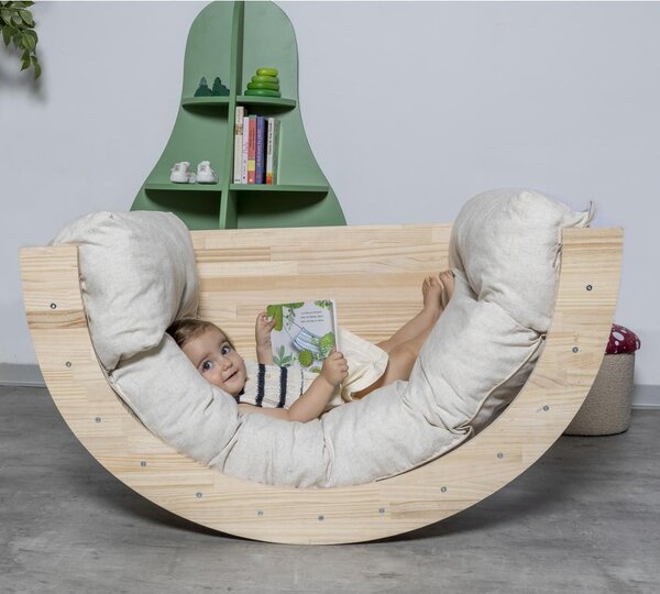 Fehér-natúr színű gyerek fotel Montessori – Little Nice Things