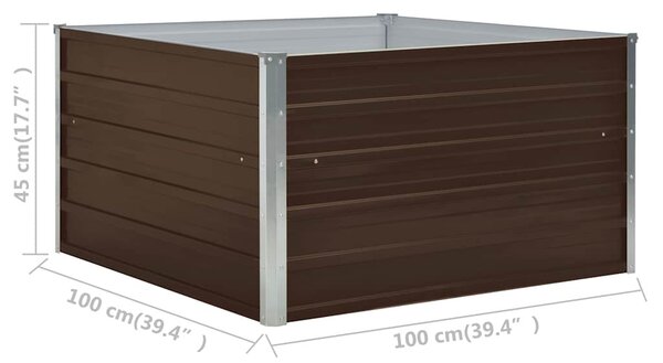 Barna horganyzott acél kerti magaságyás 100 x 100 x 45 cm
