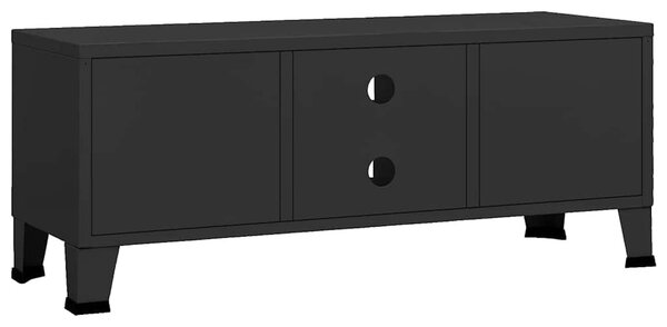 Fekete fém ipari stílusú TV-szekrény 105 x 35 x 42 cm