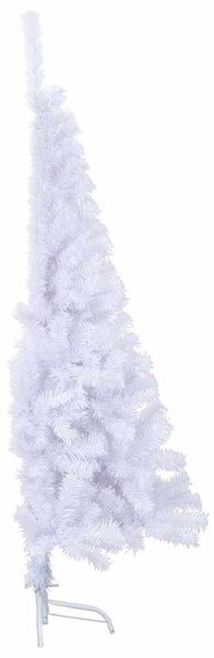 Fehér PVC fél műkarácsonyfa állvánnyal 150 cm