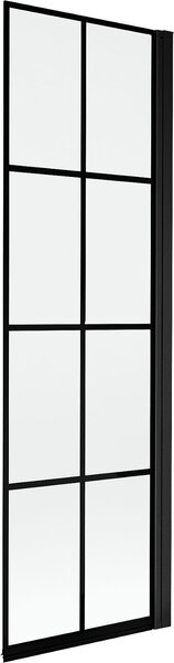 Mexen Mist 1-szárnyas jobb oldali fürdőszobai paraván 60 x 150 cm, fekete rács, fekete - 8A9-060-001-70-77-P