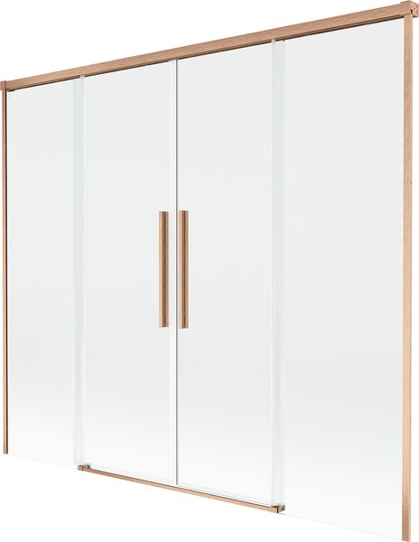 Mexen Rox 2-szárnyú, 170 x 150 cm-es átlátszó, kefeöltözetű rézből készült fürdőkád paraván - 8C9-170-002-65-00