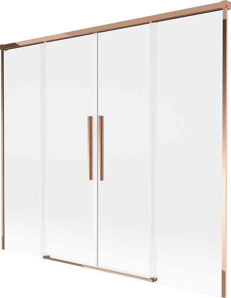 Mexen Rox 2-szárnyú, elhúzható fürdőkád paraván 170 x 150 cm, átlátszó, rózsaarany - 8C9-170-002-60-00