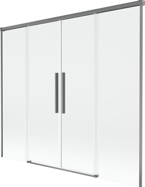 Mexen Rox 2-szárnyas tolható kádparaván 170 x 150 cm, átlátszó, gun metal - 8C9-170-002-95-00